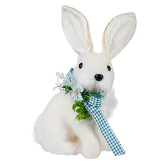 8" White Wool Sitting Easter Bunny