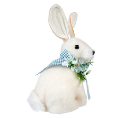 8" White Wool Sitting Easter Bunny