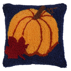 9" Autumn Pumpkin Hooked Pillow
