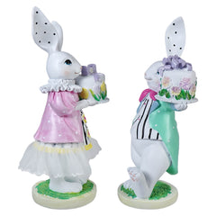 9" Chic Easter Bunnies Presenting Spring Cakes Set/2