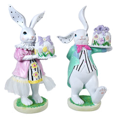 9" Chic Easter Bunnies Presenting Spring Cakes Set/2