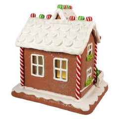 9" LED Lighted Two Floor Gingerbread House Table Piece