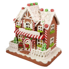 9" LED Lighted Two Floor Gingerbread House Table Piece
