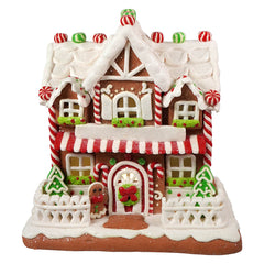 9" LED Lighted Two Floor Gingerbread House Table Piece