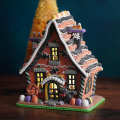 9" Lighted Halloween Gingerbread House