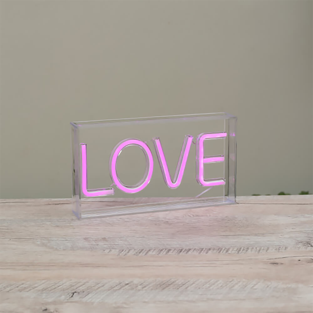 9" Neon Pink "LOVE" Electric LED Rope Light Tabletop Decor
