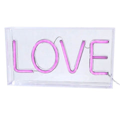9" Neon Pink "LOVE" Electric LED Rope Light Tabletop Decor