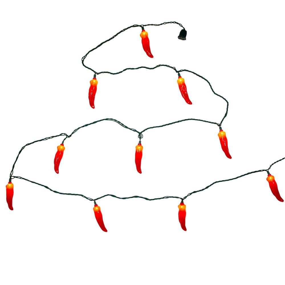 9' UL 10-Light Red Chili Pepper Connectible Light Set