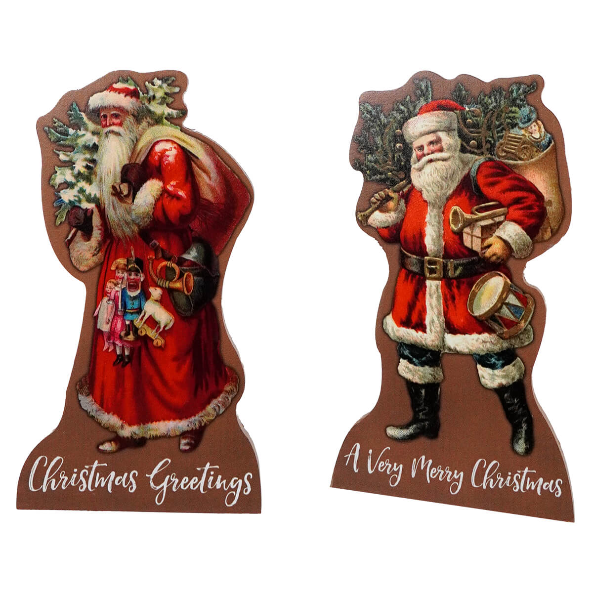 9" Vintage Standing Santa Dummy Boards Set/2