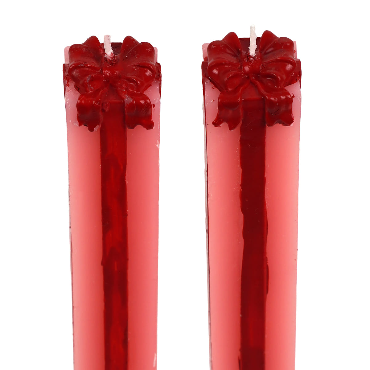 10" Unscented Pink & Red Gift Package Shaped Taper Candles Box Set/2