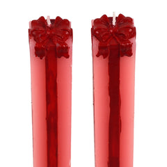 10" Unscented Pink & Red Gift Package Shaped Taper Candles Box Set/2