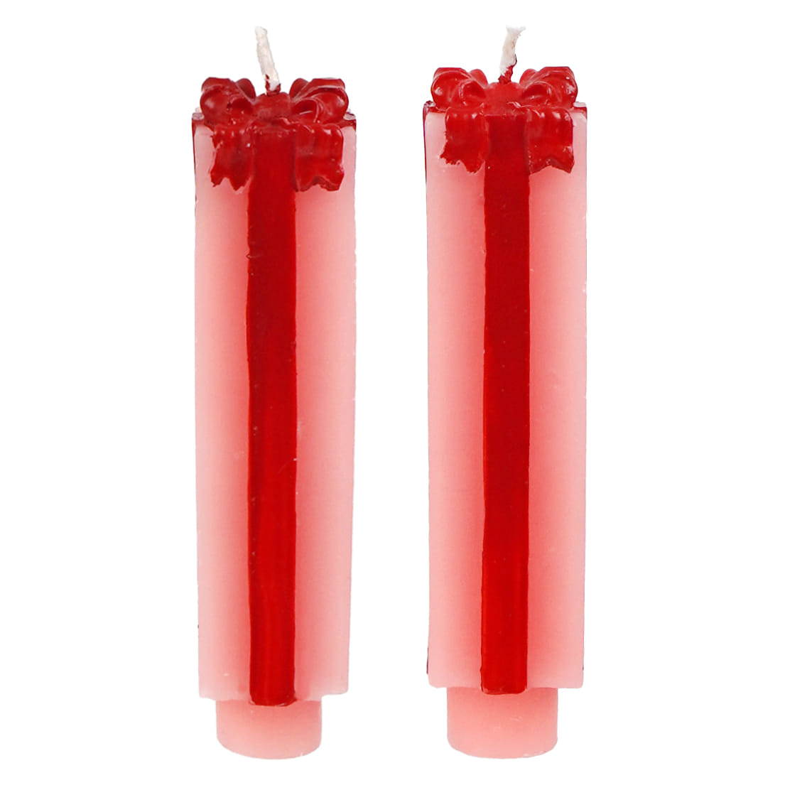 4.75" Unscented Pink & Red Gift Package Shaped Taper Candles Box Set/2