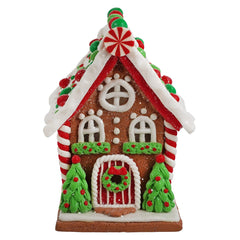 5.5" Lighted LED Red, White & Green Gingerbread House