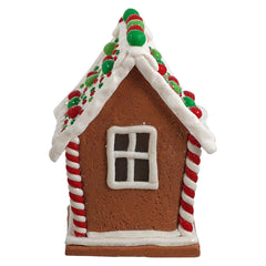 5.5" Lighted LED Red, White & Green Gingerbread House