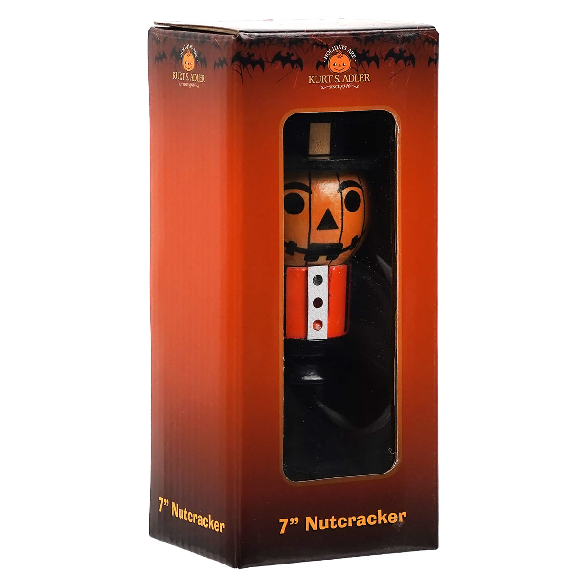 6" Wood Halloween Pumpkin Jack-O'-Lantern Nutcracker