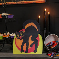14.75" Vintage Crazy Black Cat Sign