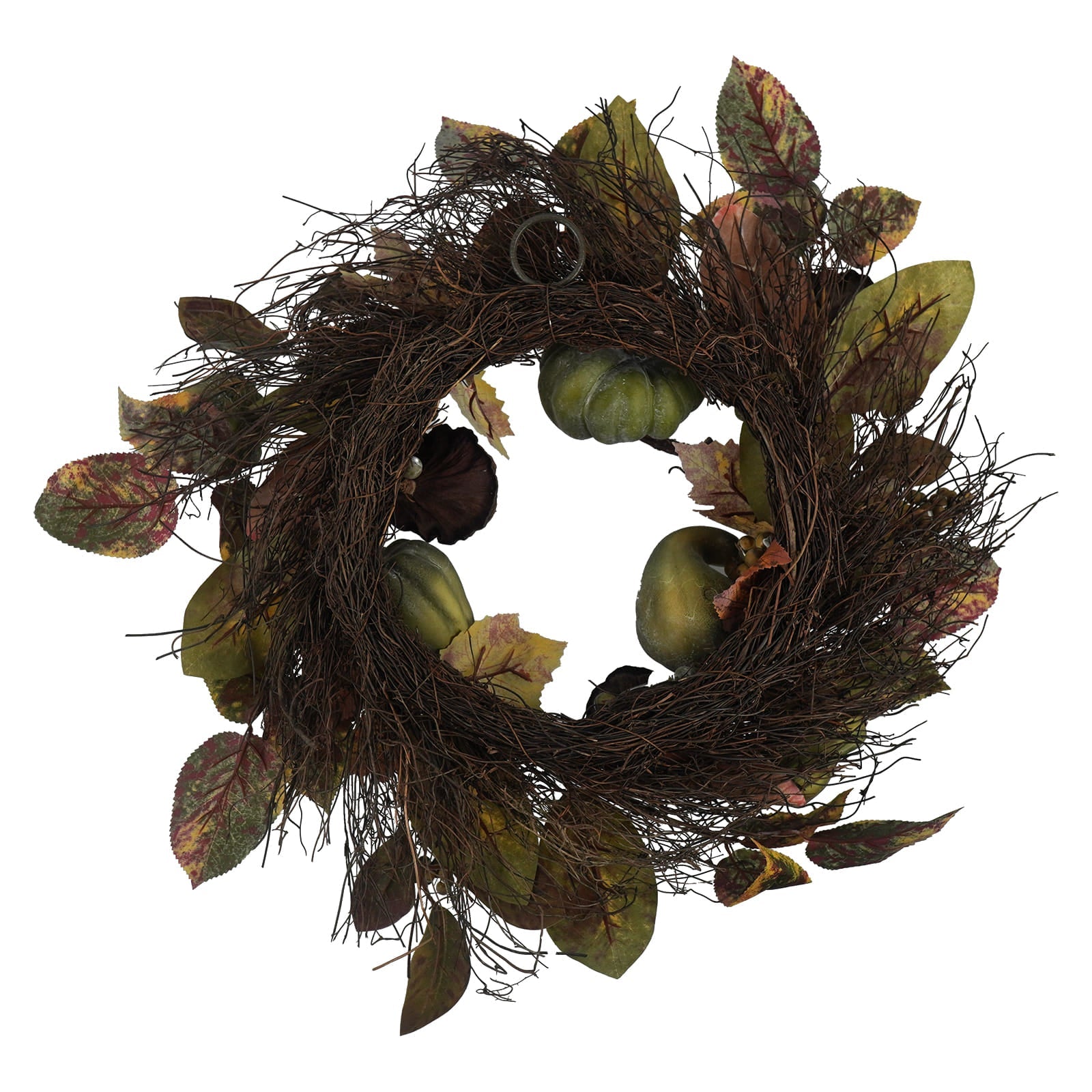 24" Green Berry, Gourd & Lotus Pod Wreath