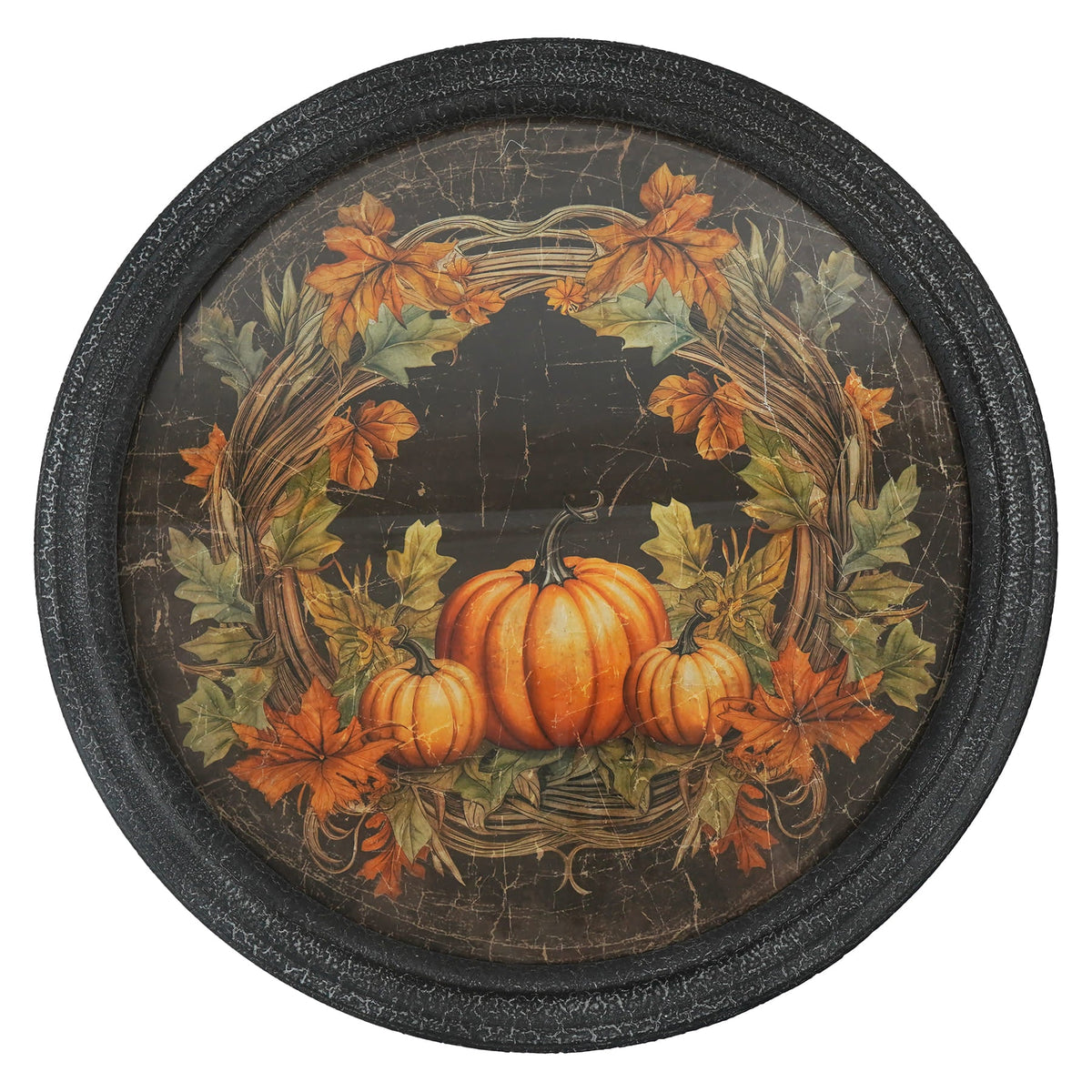 26" Large Round Framed Pumpkin Harvest Print