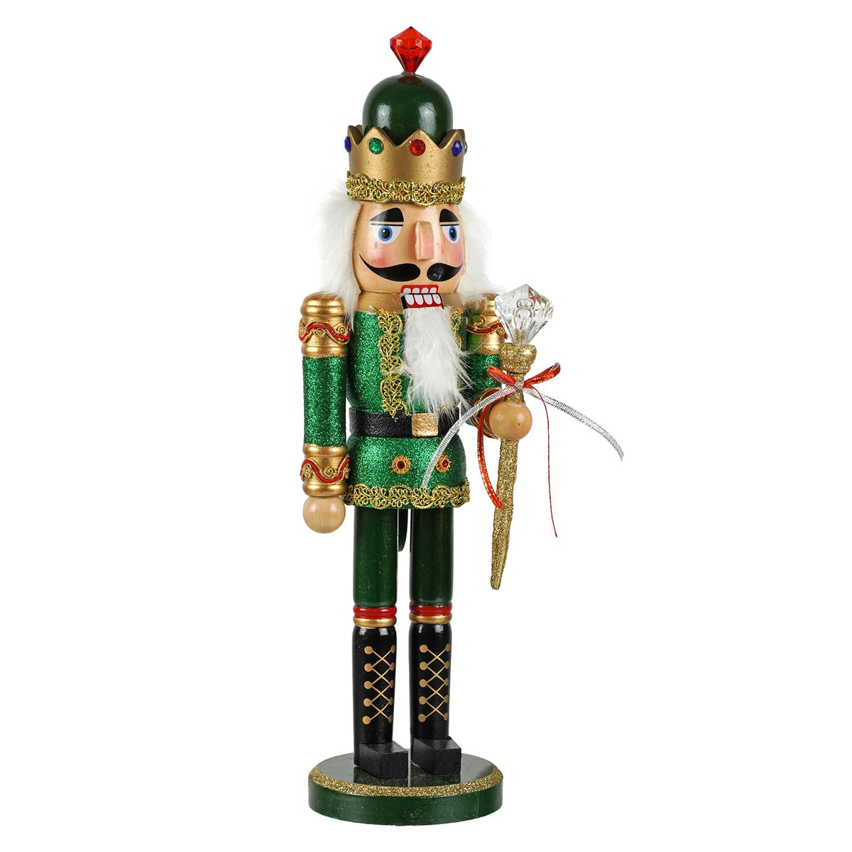 15" Santa's Workshop ~ Green Bejeweled King Nutcraker