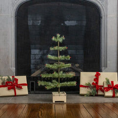 24" Green Feather Tree With Wood Base