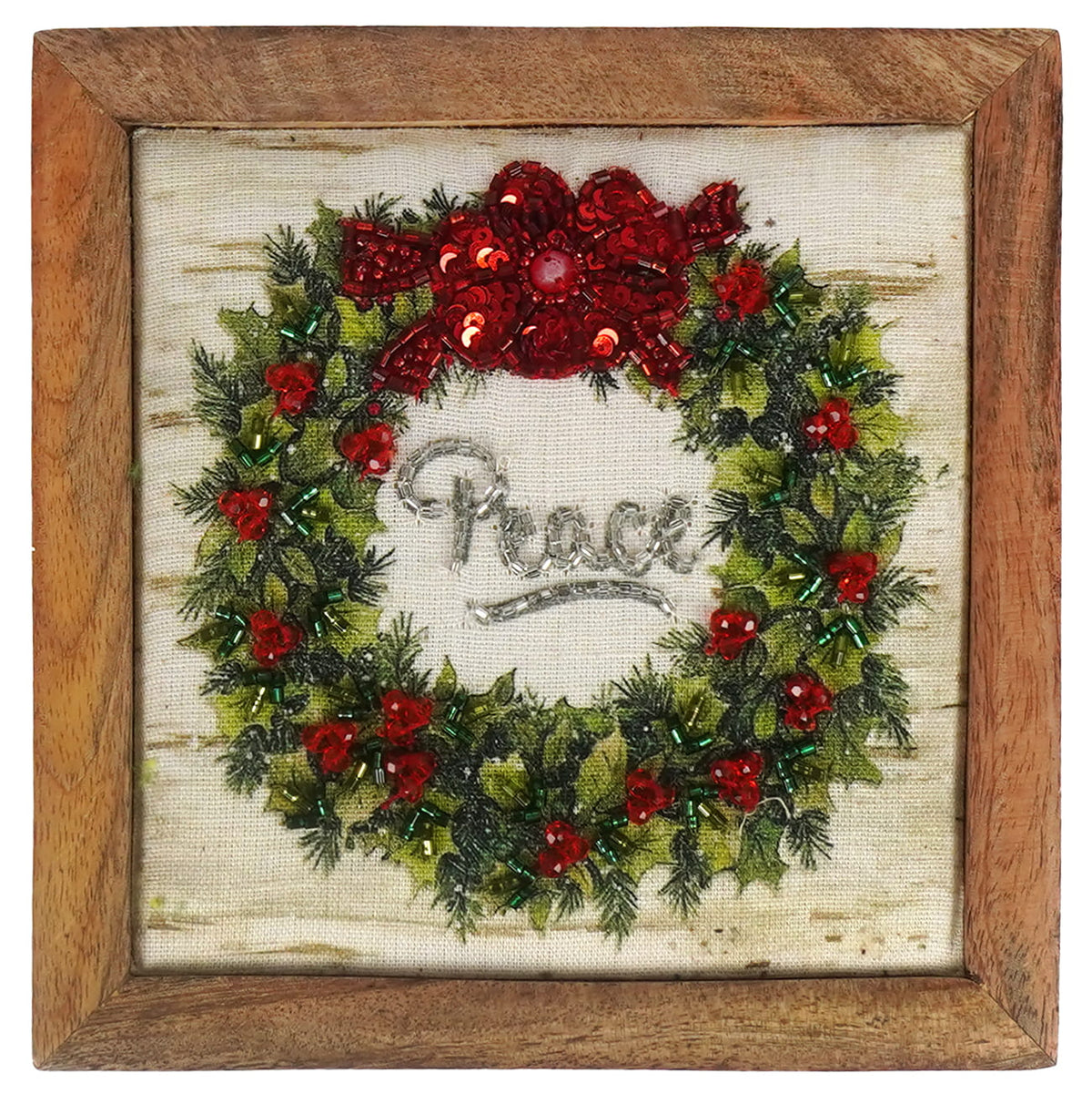 6" Embellished Wreath Shelf Sitter