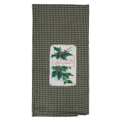 "A Merry Christmas" Green Holly Towel