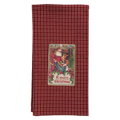 "A Merry Christmas" Vintage Santa Red Towel