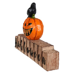 "Happy Halloween" Jack-O'-Lantern & Crow Tabletop Decor