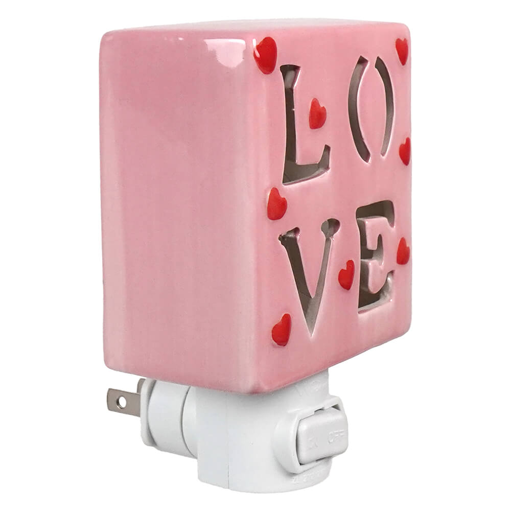 "LOVE" Pink Valentine's Day Night Light With Hearts