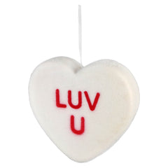 "LUV U" Large Flocked White Conversation Heart