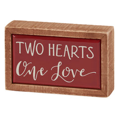 "Two Hearts One Love" Mini Box Sign